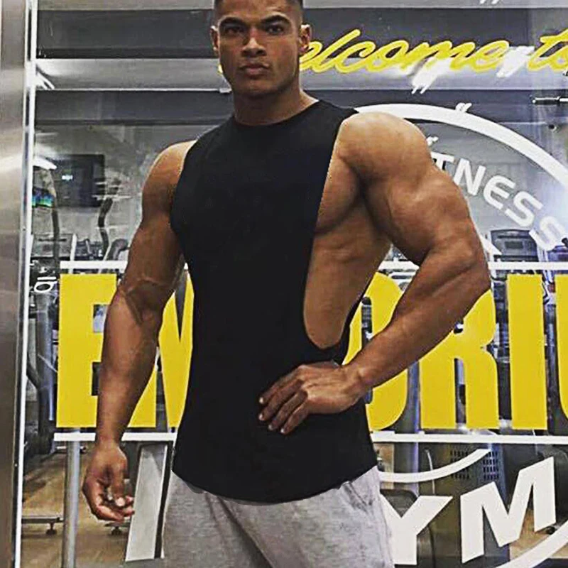 Майка мужская облегающая без рукавов майка для спортзала Повседневная Уличная