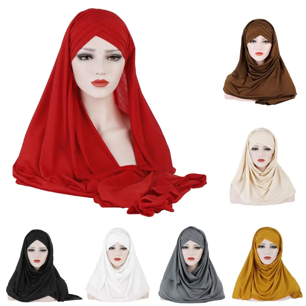 

12 шт. шарф шапка тюрбан Исламские мусульманские хиджаб платок женские шарфы головные уборы Instand шаль Хиджабы Кепка-капюшон случайный цвет