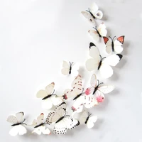 12pcs pink and white 3d effect crystal butterflies wall sticker beautiful butterfly for kids room wall decals home decoration
