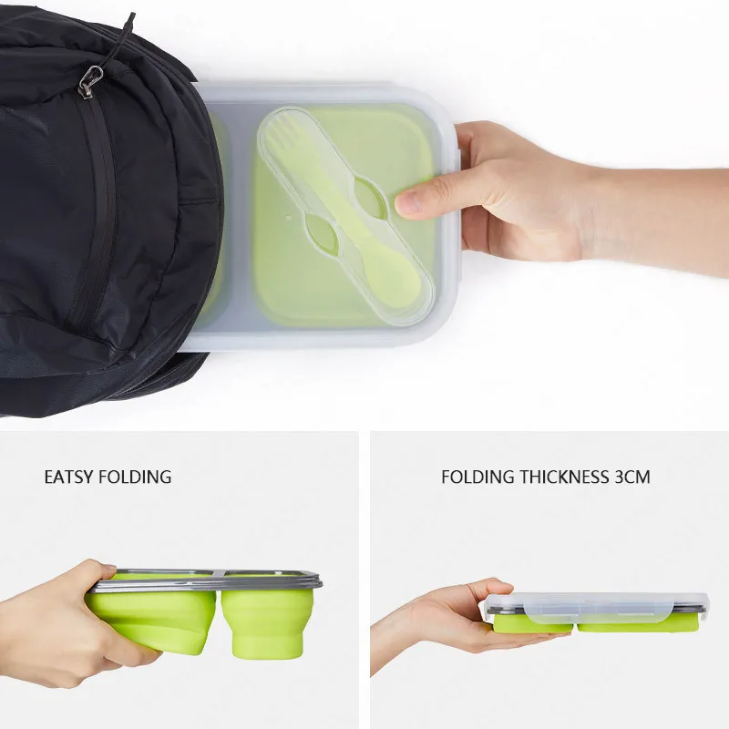Naturehike Camping Tablewares Folding Portable Lunch Box Safe Silicone Separate Boxes Travel Office Outdoor Picnic | Спорт и