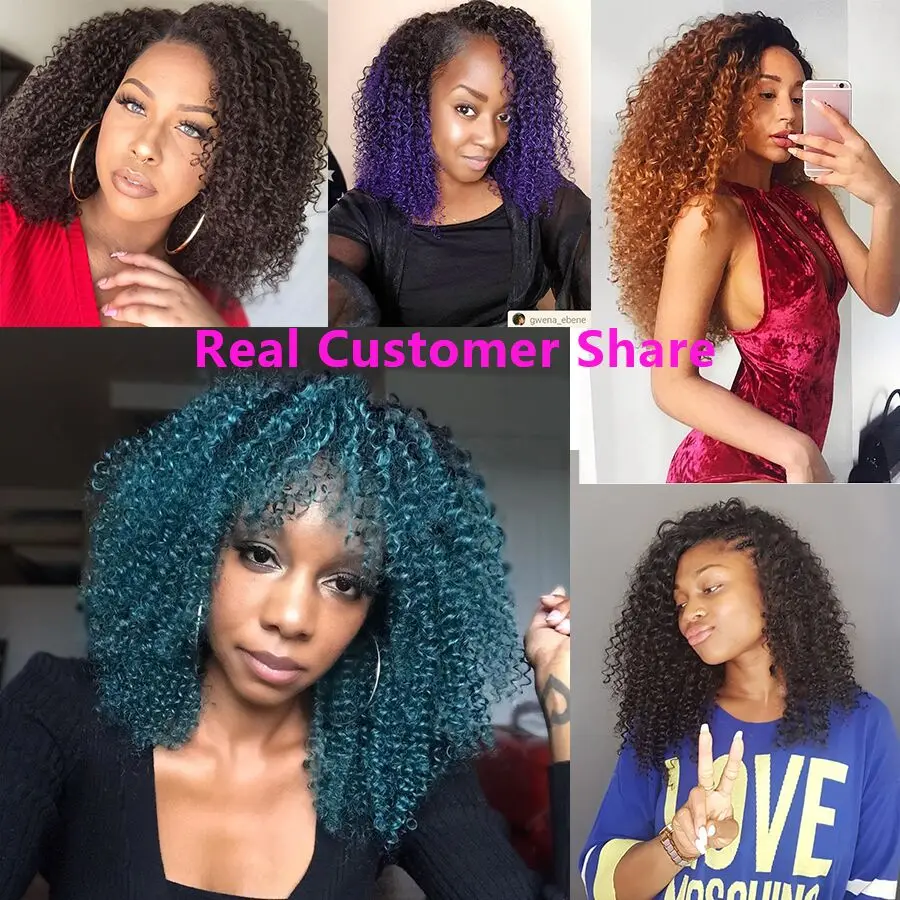 Монгольский кудрявый вьющиеся 3 пряди с закрытием человеческие волосы сплетен