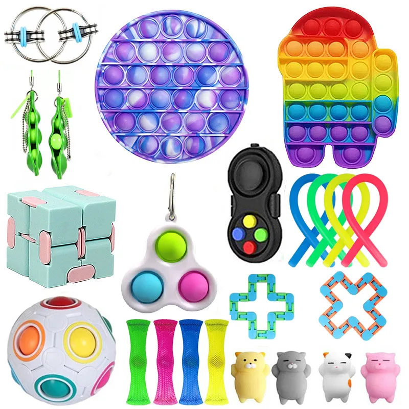 

23 Pack Fidget Toys Stress Relief Toys Autism Anxiety Relief Stress Push Bubble Fidget Sensory Decompression Toy for Kids Adults