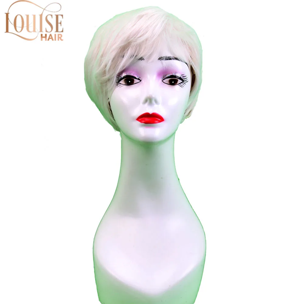 Парик Луиз волос для женщин короткий парик пожилых Синтетические серые и белые