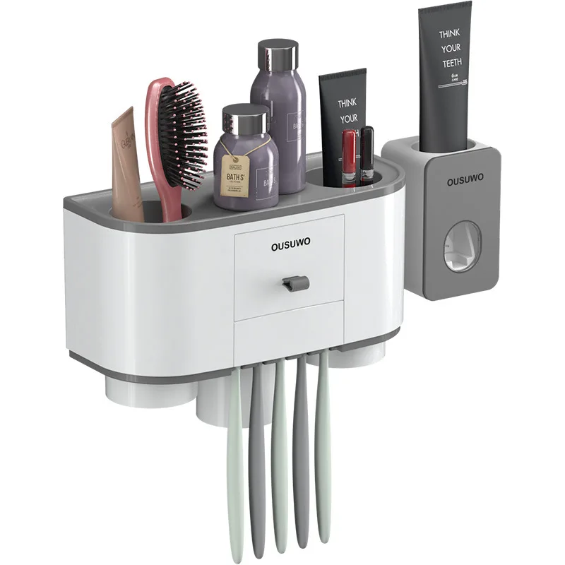 

Magnetic Adsorption Inverted Toothbrush Holder Automatic Toothpaste Dispenser With Cup Bathroom Accessories Set Storage Rack New