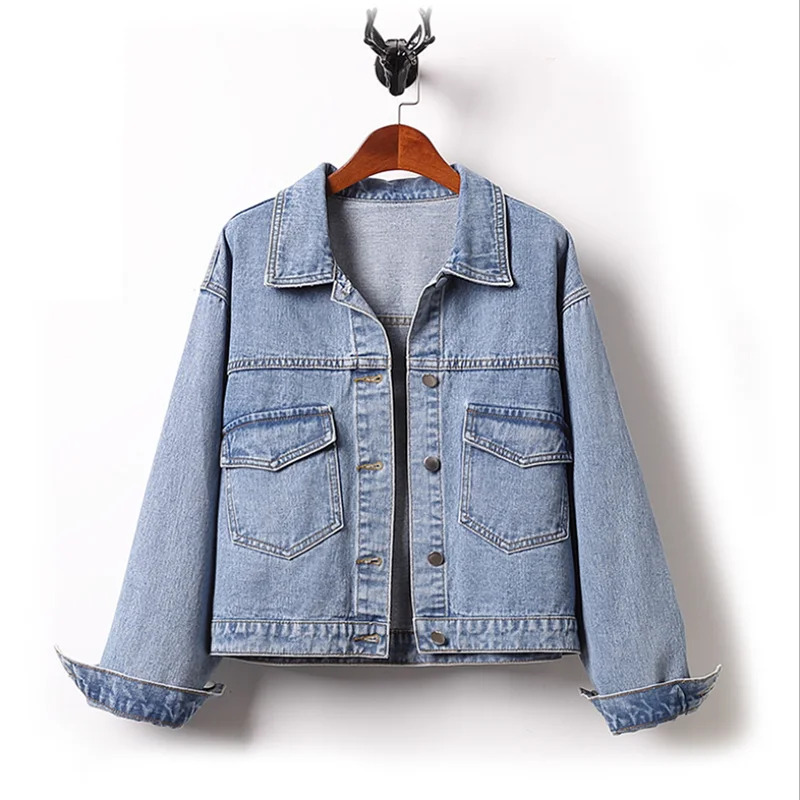 

Spring Autumn New Women's Denim Jacket Fashion Casual Hong Kong Style Loose Wild Student Plus Size Denim Short Jackets overcoat