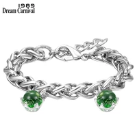 dreamcarnival1989 brand charms bracelet for women woven thick cuban chain special cut green cz valentine gift jewelry wb1238gr