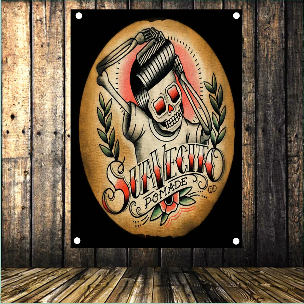 Стрижка волос! Прическа Парикмахерская вывеска магазина Винтаж декор плакат