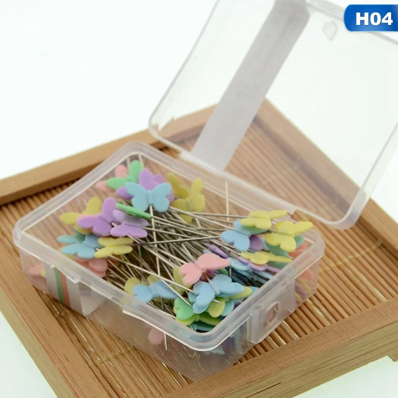 

100pcs/box Patchwork Needle Pins Flower/Butterfly/Tie/Button Pins Positioning Needle Patchwork Pin DIY Sewing Accessories Crafts