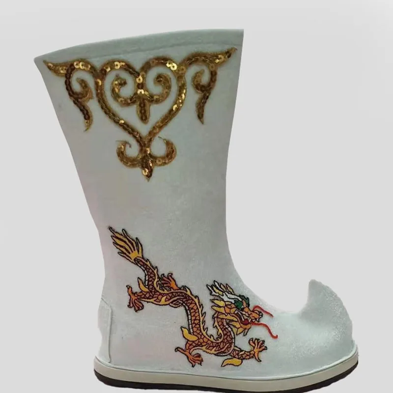 Белые черные сапоги с драконом для детей и взрослых китайская одежда ханьфу в