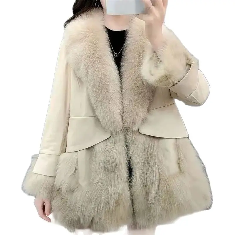 Explosive Imitate Fur Coat Women's 2021 Winter New Fashion Slim Mid-Length Faux Fox Hair Tide Jacket M386