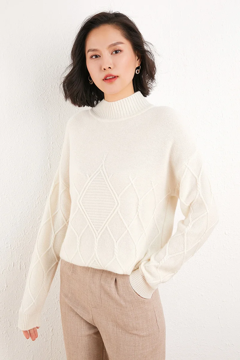 Women's Thickening Autumn Winter Pullover Turtleneck Sweater Women Knitting 100% Cashmere Female Jumper Warm Long Sleeve Sweater