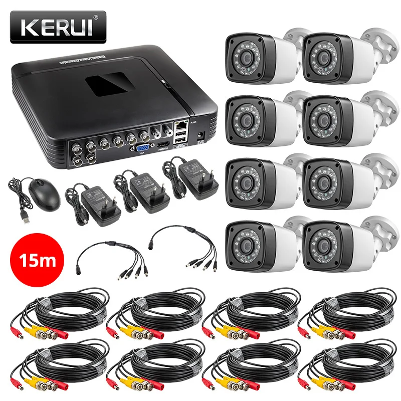 KERUI AHD система камер домашней безопасности 8CH DVR комплекты аудио запись HDMI CCTV система видеонаблюдения набор с 8 шт. 4MP камера