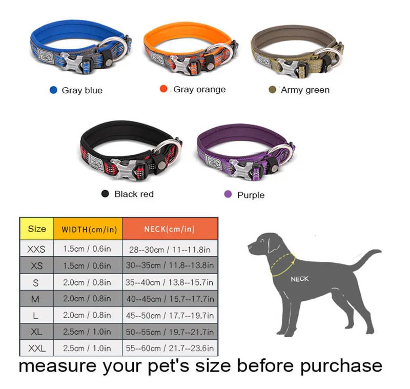 Ошейник для собак Truelove Светоотражающий ошейник с мягкой подкладкой