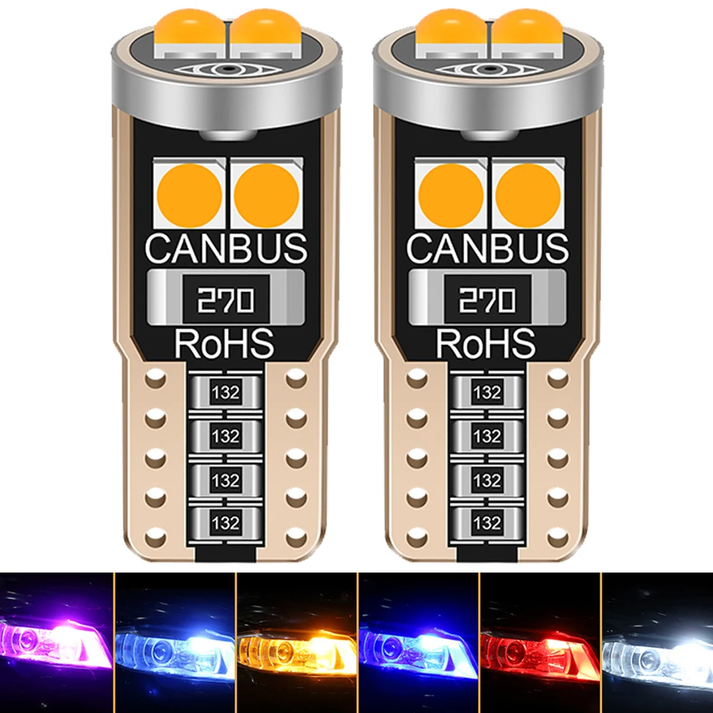 10pcs T10 W5W 194 168 LED Bulbs 3030 6SMD Car Accessories Clearance Lights Reading Lamp Auto Light 12V White Red Yellow Ice Blue