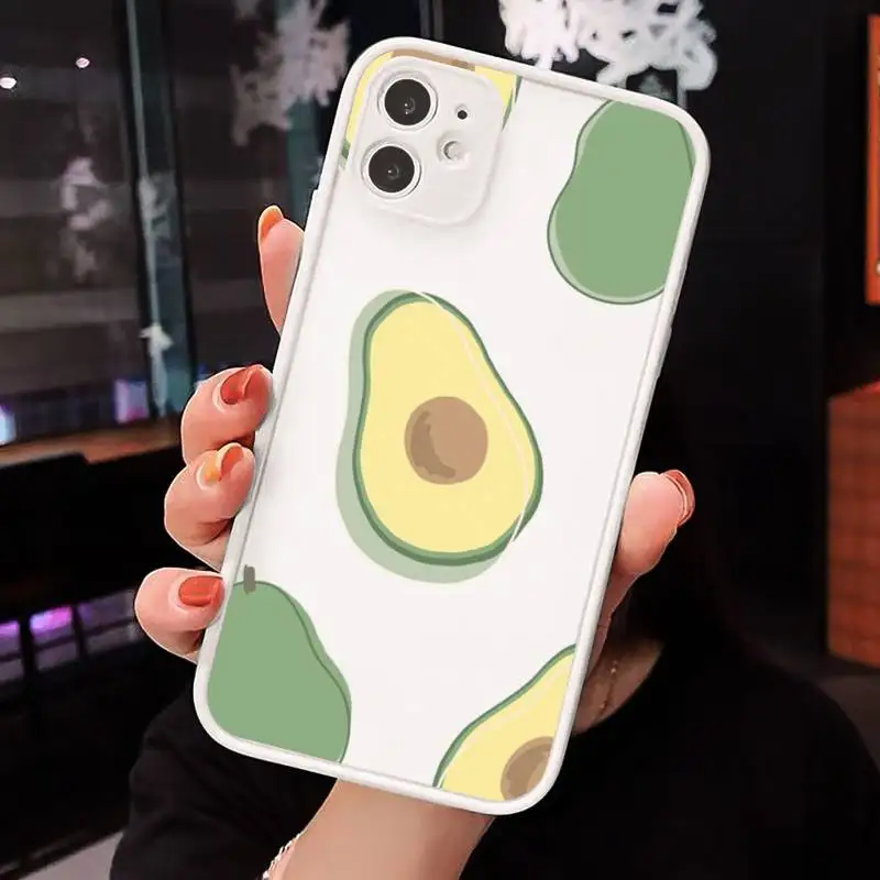 

avocado aesthetic Gteen Fruit Phone Case Matte Transparent for iPhone 7 8 11 12 s mini pro X XS XR MAX Plus cover funda