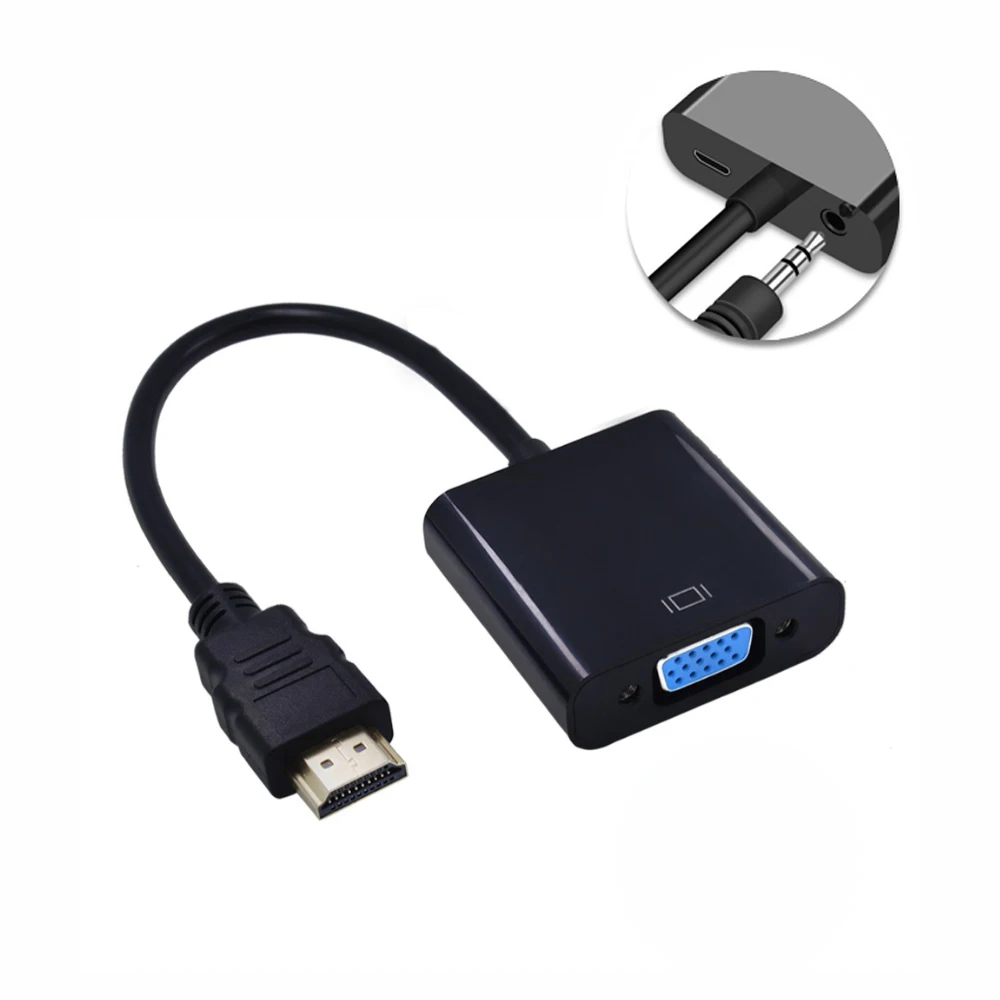 1080P HDMI совместимый адаптер VGA преобразователь цифрового аналогового видео 3 5 мм
