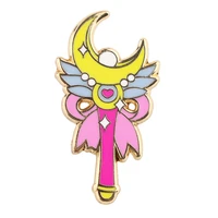 unique witch moon enamel pin charm anime magic golden brooches on clothes romantic art badge jewelry gift accessories