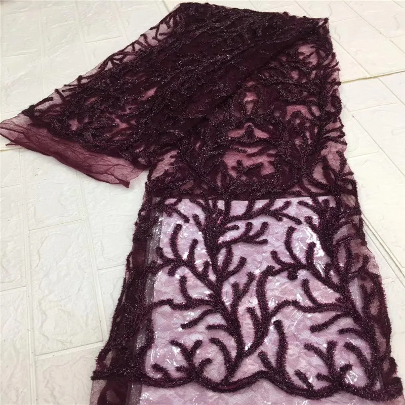 

French net lace fabric women dress wonderful grasses and flowers made by colorful sequins ,Hot sale French Lace Fabric XC175-41