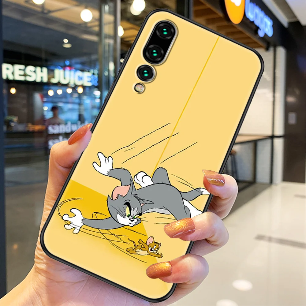 

Cat TOM Mouse JERRYS Phone case For Huawei P Mate P10 P20 P30 P40 10 20 Smart Z Pro Lite 2019 black art funda trend Etui fashion