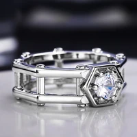 huitan solitaire rings women round cubic zirconia personality party finger ring metal geometric shape female fashion accessories