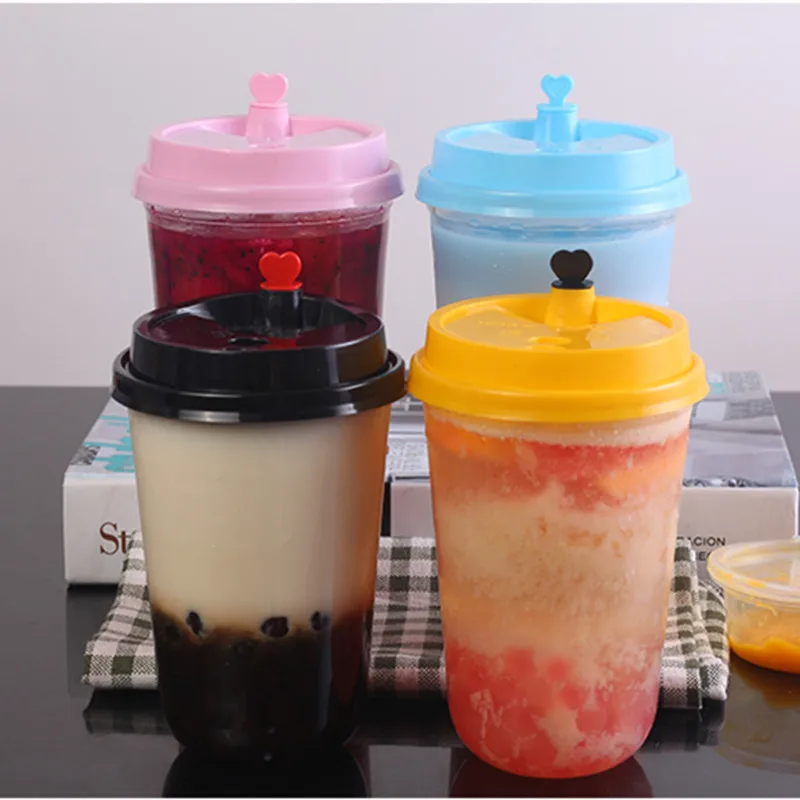 50pcs Disposable fat U-shaped cup transparent plastic milk tea glass round bottom creative outsourcing packaged juice coffee | Дом и сад