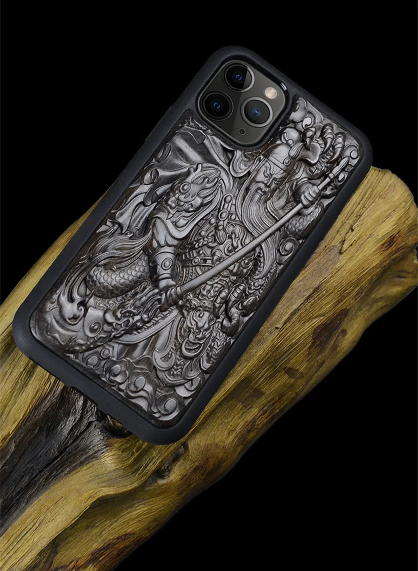 Чехол для iPhone 11 Pro Max черное дерево 3D стерео тиснение резная деревянная Задняя накладка чехла из ТПУ для iPhone 11 iPhone 11 Pro