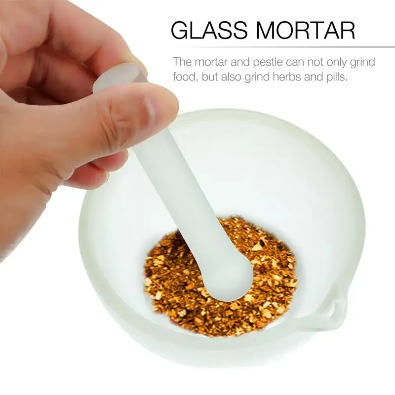 

1 set of Medicine Grinder Practical Grind Bowl Glass Mortar with Pestle