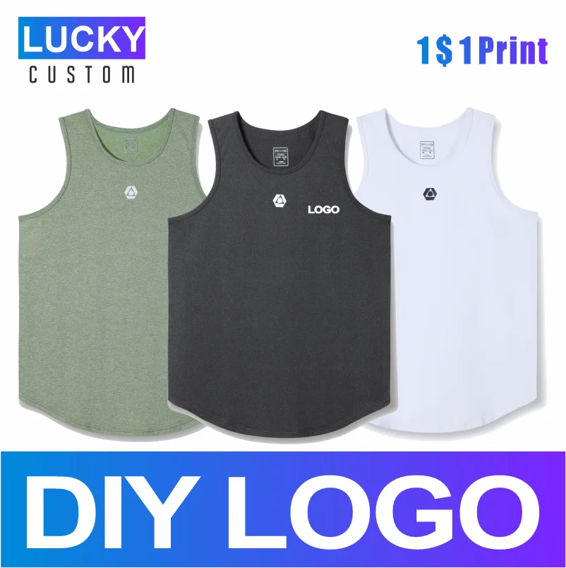 Men's Round Neck Casual Sports Vest Custom Printed Embroidery Logo Breathable Running Fitness Suit 3xl