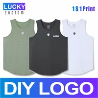 mens round neck casual sports vest custom printed embroidery logo breathable running fitness suit 3xl