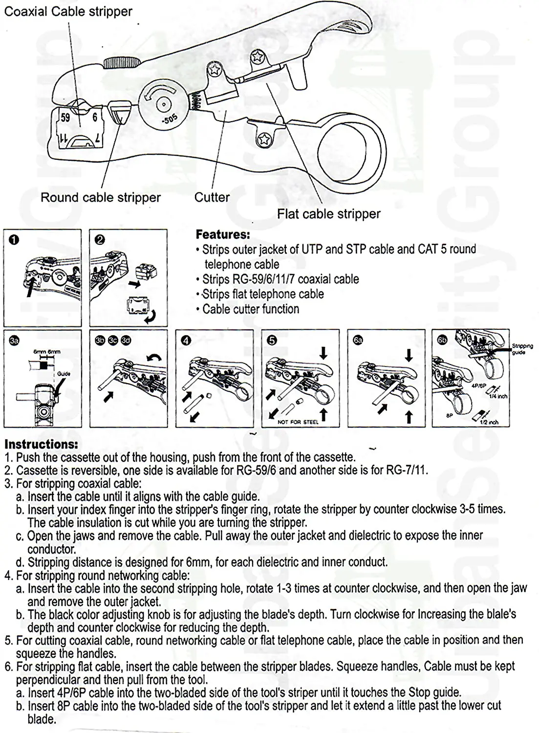 ZoeRax Universal Wire Stripper Cutter for UTP Cat5 Cat6 Coaxial Cables Description Image.This Product Can Be Found With The Tag Names Cable stripper cutter utp, Utp cable stripping tool, Utp cat6 cable stripper, Wire stripper tool utp