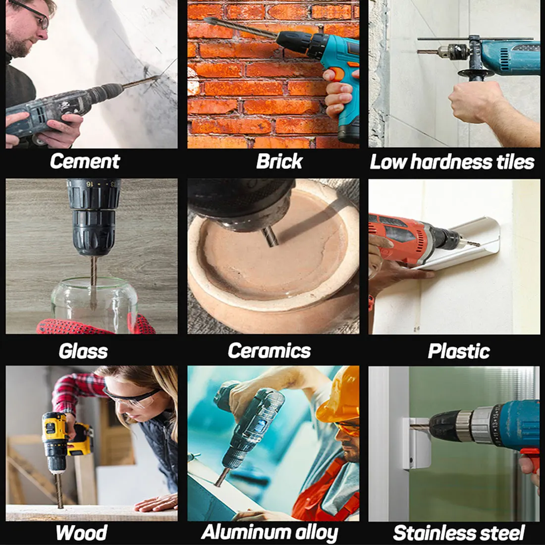

1/8Pcs Cross Hex Drill Tile Bits Glass Ceramic Concrete Hole Opener Alloy Triangle Drill Size 3/4/5/6/8/10/12 mm Hard Bit Tools
