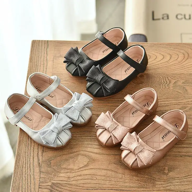 

CO01 JY Children girls PU shoes Girl princess bling bowknot Shoes Flat casual Shoes 21-36 J-A1918 TX07