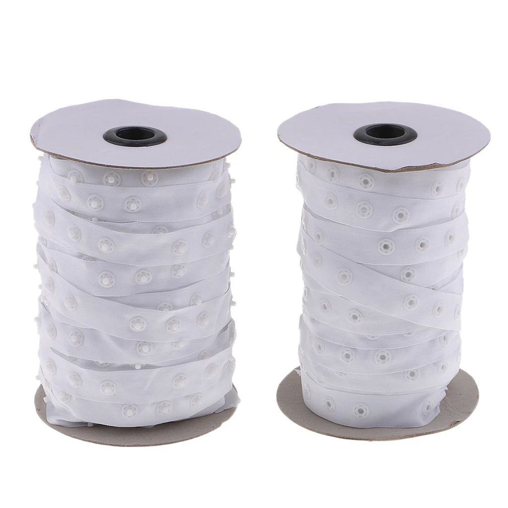 

50 Yards Snap Button Tape Fasteners Sewing Duvet Cover Coat Tent Cushion Crafts
