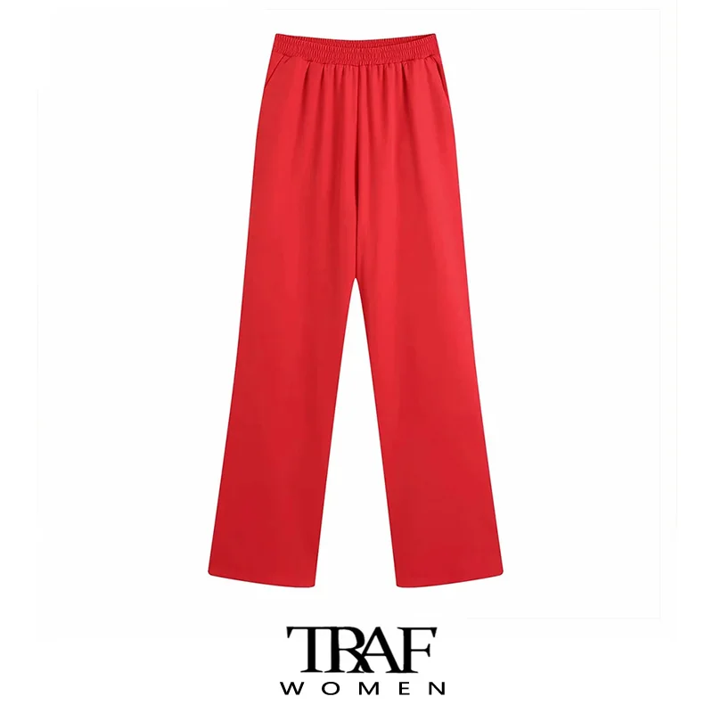 

Брюки женские широкие с боковыми карманами, с эластичным поясом