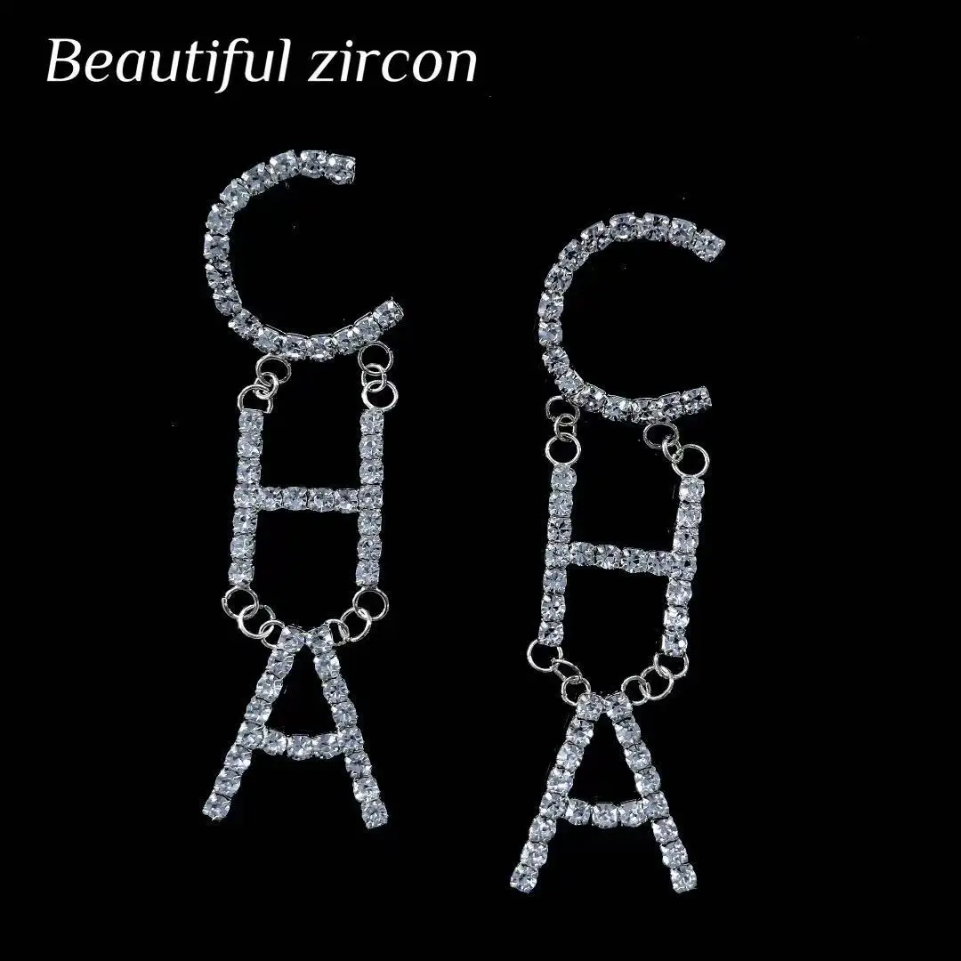 Новые модные женские темпераментные длинные серьги из сплава в виде букв ча