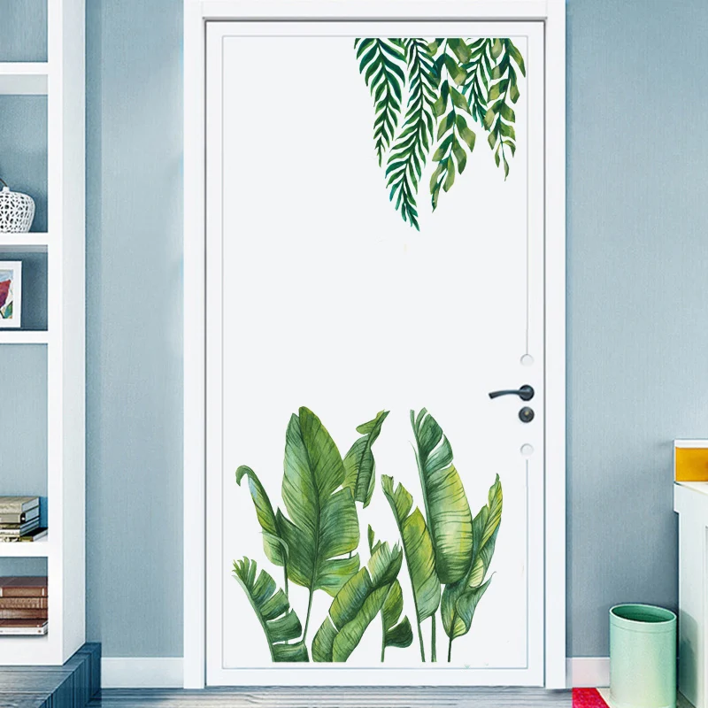 

Настенные наклейки в скандинавском стиле с тропическими зелеными листьями для гостиной, спальни, дивана, телевизора, украшение для комнаты,...