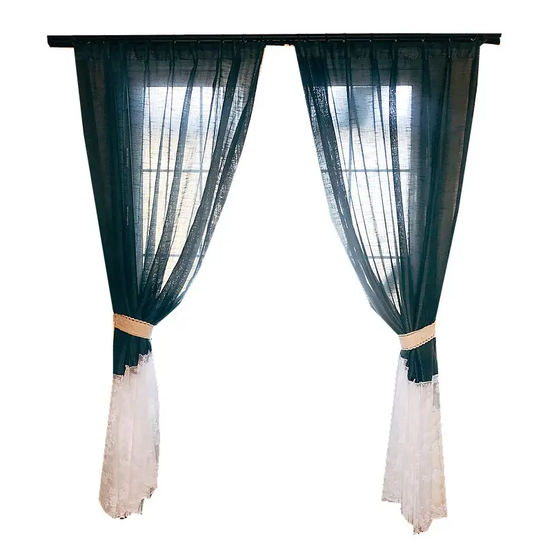 Корейские милые хлопковые льняные шторы принцессы синие и белые кружевные тюль