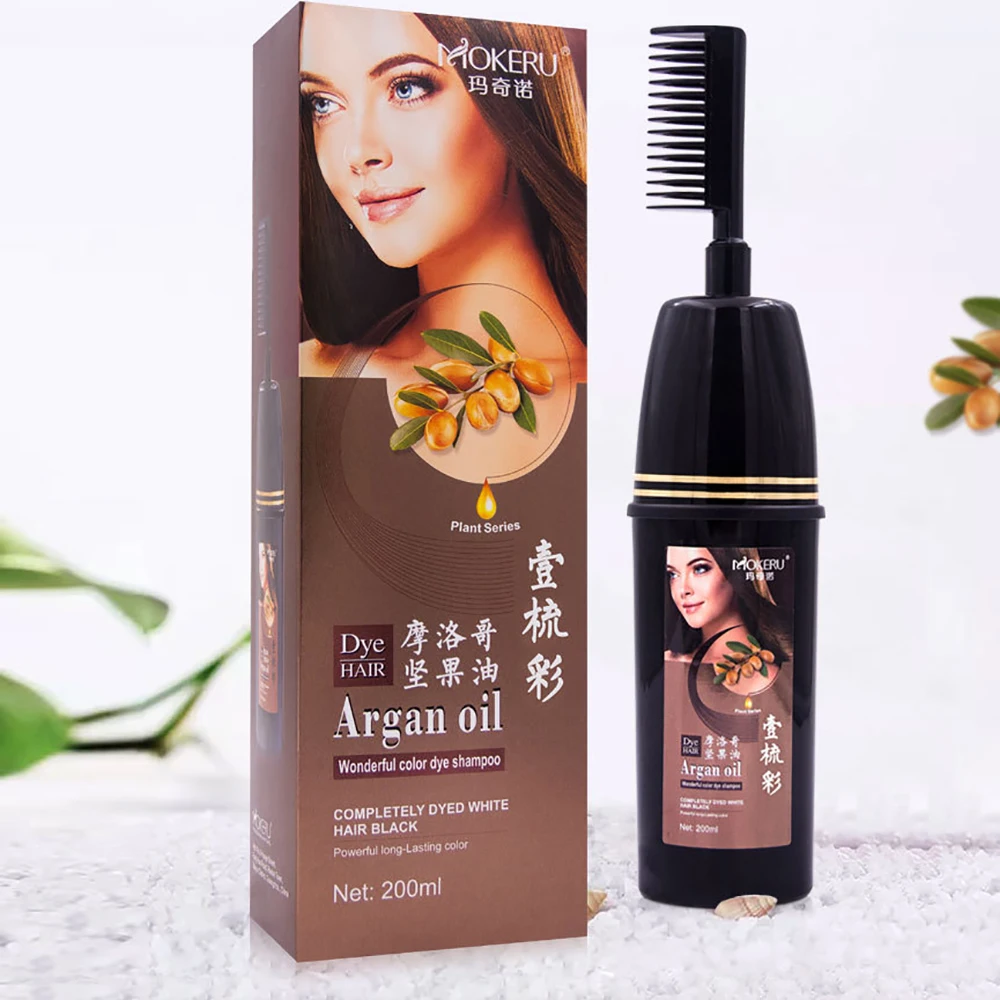 

Mokeru 200ml Easy using Natural Hair Color Dye Comb Argan oil hair dye cream for women Long lasting dying cream