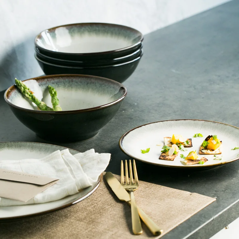 Серия обжига глазури американская зеленая керамическая чаша столовая тарелка