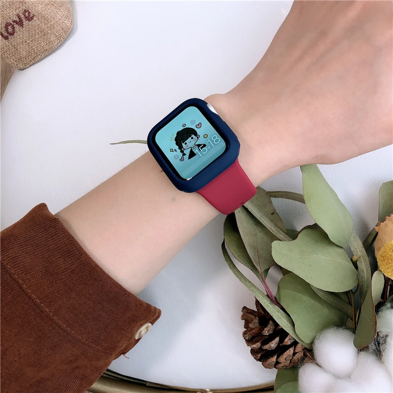 Стекло и крышка для Apple Watch чехол 44 мм 40 iWatch 42 38 аксессуары бампер Защита экрана iwatch