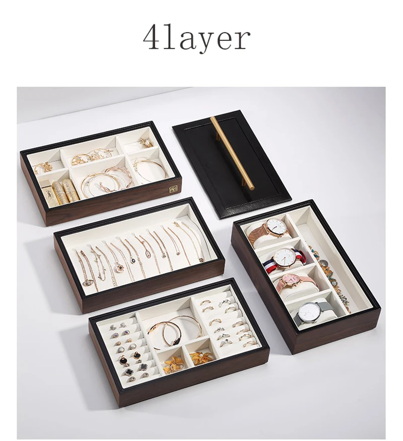 Трехслойная и 4 слойная новая деревянная шкатулка для ювелирных изделий с ручкой