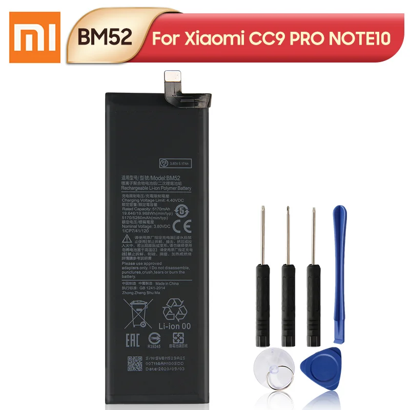 

XIAOMI Original Replacement Phone Battery BM52 For Xiaomi CC9 PRO NOTE10 Note10 Pro 5260mAh