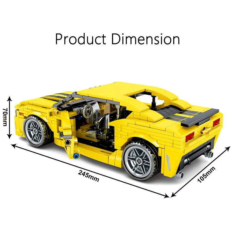 558 шт. Bumblebee Camaro спортивные строительные блоки для автомобилей, подходят для техники, гоночных автомобилей, супермашин, Playmobil, кирпичи, детские подарки для мальчиков и девочек