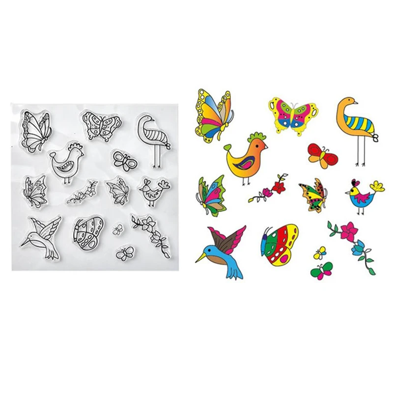 Бабочка и птица прозрачные штампы 2019 резиновая Прозрачная силиконовая печать