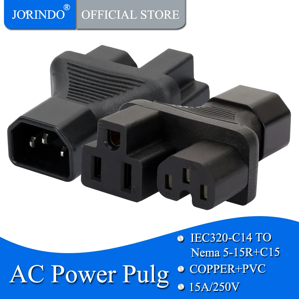 JORINDO IEC320 C14 TO 5 15 P C15 IEC 320 para + Nema 15R nema C13 Adaptador AC 15A 125 V |Удлинители электрические| |