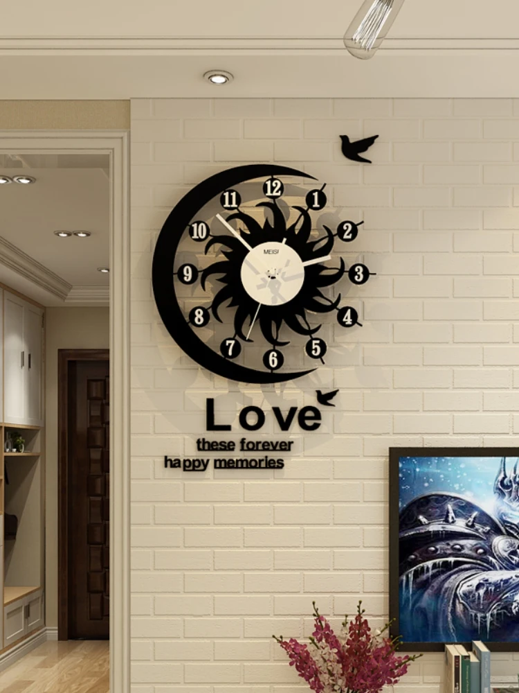 

Nordic creative personality wall clock living room trend table home bedroom living room fashion atmosphere mute quartz clock