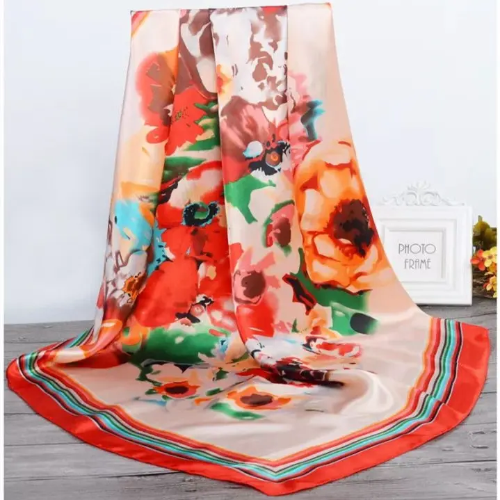 Шелковые шарфы женский платок 90*90 см с квадратной головкой хиджаб шарф Женский шифон шаль Бандана обертывание глушитель парео