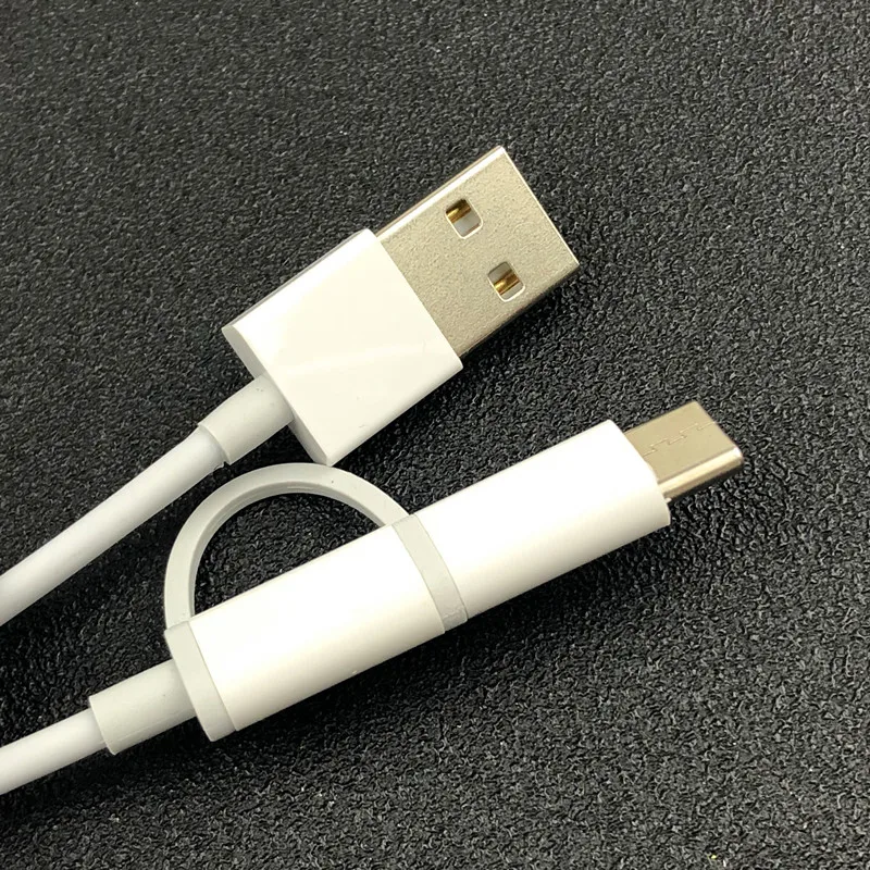 Оригинальный кабель xiaomi 2 в 1 с micro usb на type-c поддерживает быструю зарядку и