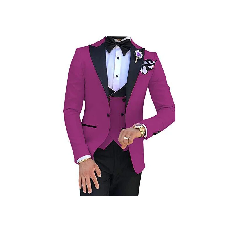 Мужские смокинги 3 штуки облегающие свадебные костюмы жениха модные вечерние для