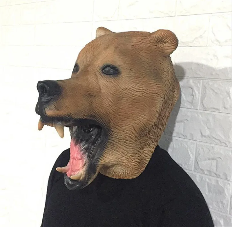 Реалистичная маска медведя гризли коричневого латексные маски с животными
